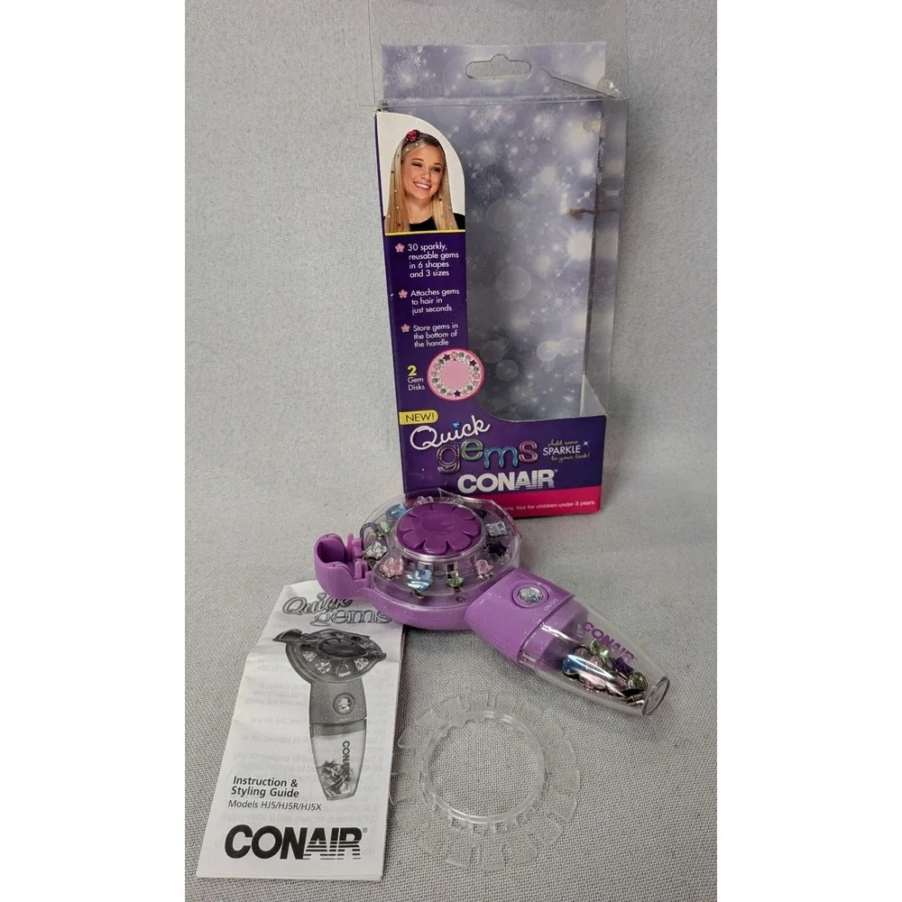 Conair Quick Gems Hair Jeweler Girls OS Purple Good Battery Operated HJ5 Sparkle
